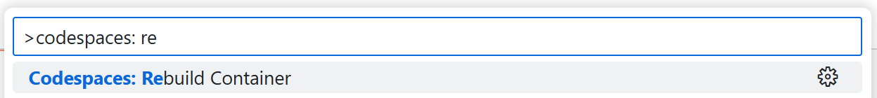 Screenshot of Codespaces rebuild container selection