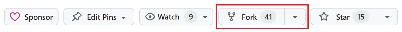 Screenshot highlighting the fork button on GitHub